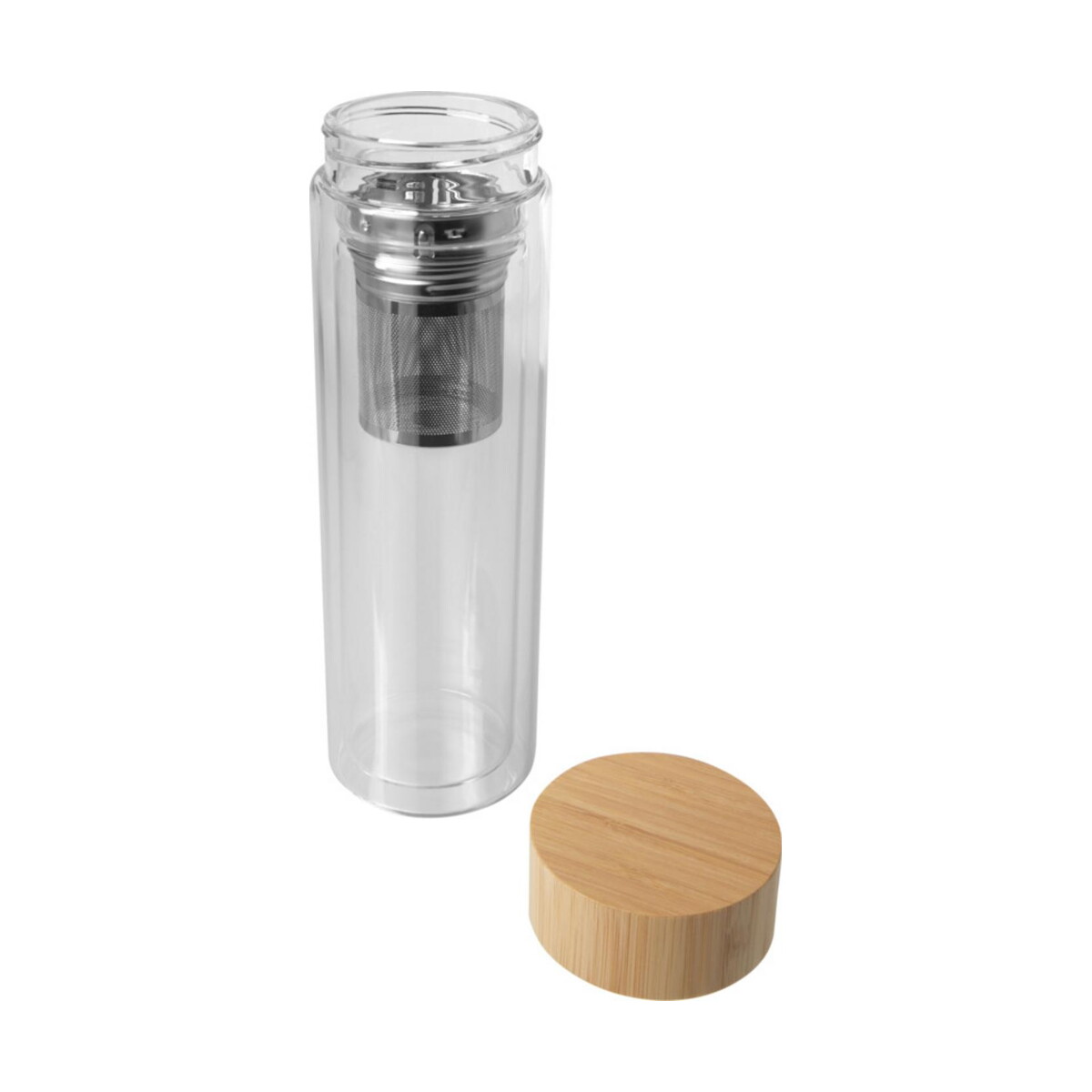 Butelki z logo – bailey butelka ze szkła borokrzemianowego z zaparzaczem i bambusową pokrywką 400 ml 10081001_e1 Bailey butelka ze szkła borokrzemianowego z zaparzaczem i bambusową pokrywką 400 ml 10081001_e1
