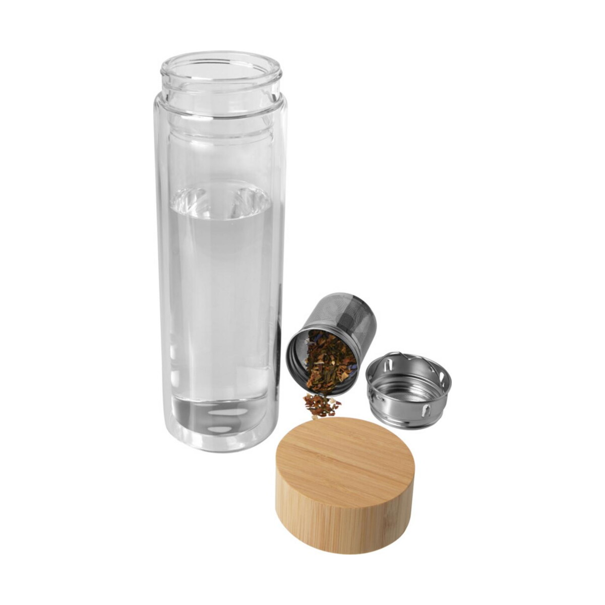 Butelki z logo – bailey butelka ze szkła borokrzemianowego z zaparzaczem i bambusową pokrywką 400 ml 10081001_e2 Bailey butelka ze szkła borokrzemianowego z zaparzaczem i bambusową pokrywką 400 ml 10081001_e2