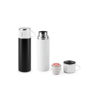 COMANECI. Dwuścienna butelka ze stali nierdzewnej (90% z recyklingu) z matowym wykończeniem 490 ml 94348_set