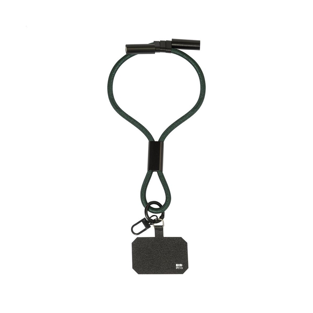 CuffCharge smycz na nadgarstek, uchwyt na telefon, kabel 60W RPET – ciemnozielona AP864134-07A CuffCharge smycz na nadgarstek, uchwyt na telefon, kabel 60W RPET - ciemnozielona
