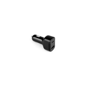 DIRAC. Adapter do zapalniczki z portem USB-A 18W i USB-C 20W wykonany w 100% z rABS - czarny