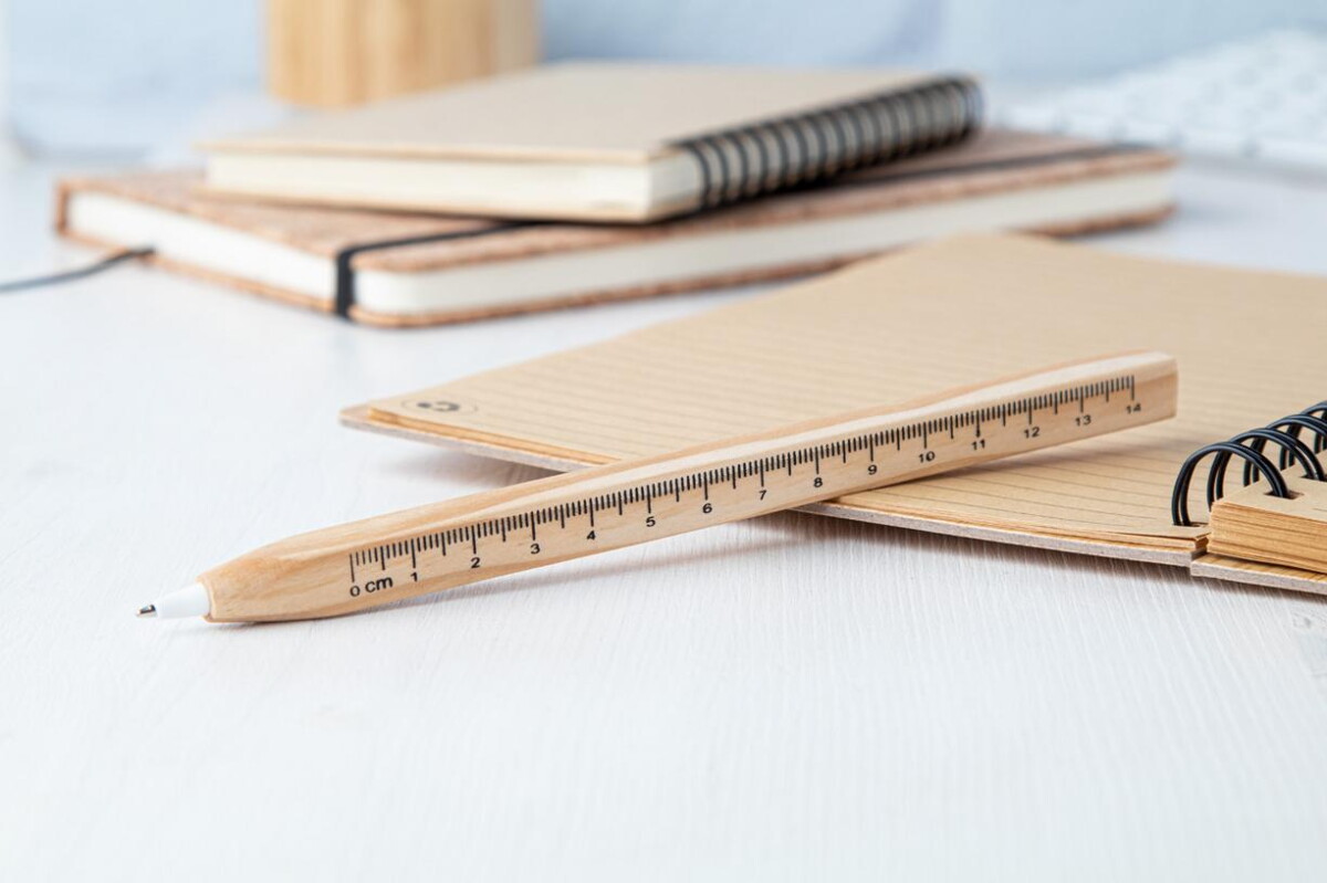 Długopisy bambusowe z logo – burnham black długopis / linijka AP808138__DG1 Burnham Black długopis / linijka AP808138__DG1