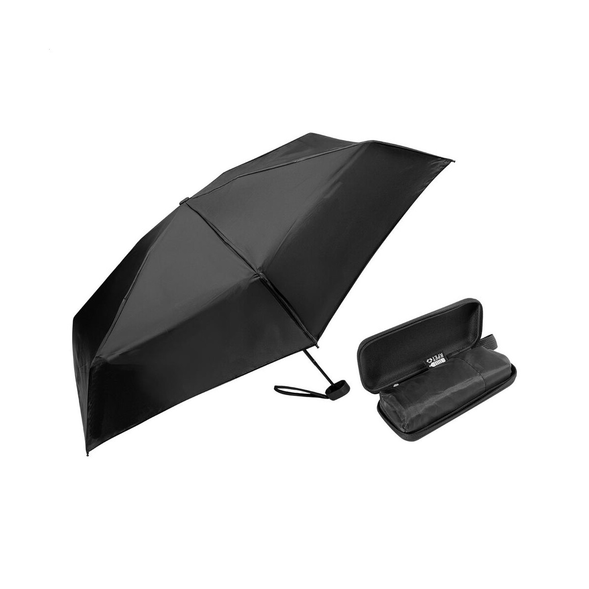 Fractus mini parasol RPET – czarny AP800283-10 Fractus mini parasol RPET - czarny