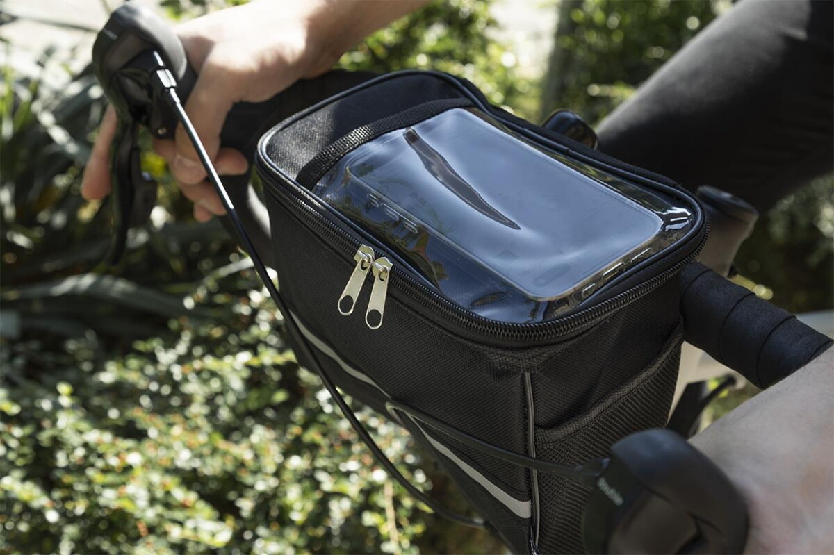 Gadżety rowerowe z logo – velofon plus torba na telefon komórkowy do roweru rpet AP800047-10__DG1 Velofon Plus Torba na telefon komórkowy do roweru RPET AP800047-10__DG1