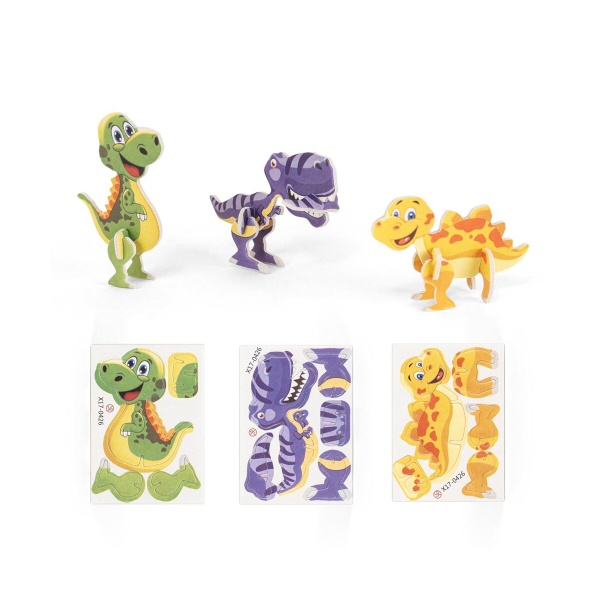 Gry z logo – dinosaurus. puzzle 3d z papieru i eva w kształcie dinozaura 98152_set DINOSAURUS. Puzzle 3D z papieru i EVA w kształcie dinozaura 98152_set
