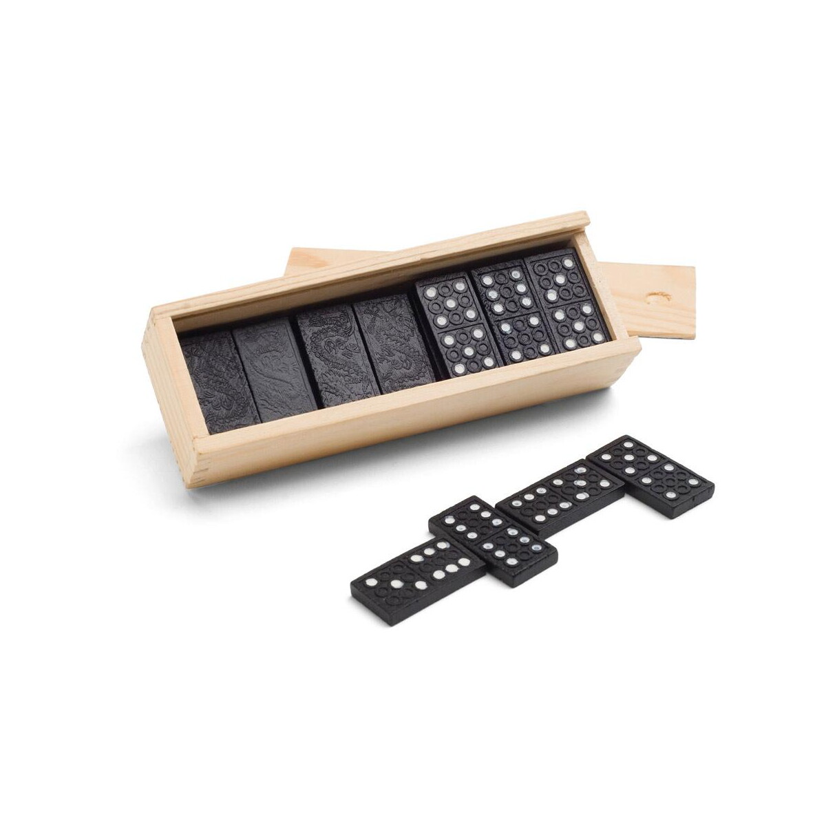 Gry z logo – miguel. gra domino w drewnianym pudełku z pokrywką 98004_set MIGUEL. Gra Domino w drewnianym pudełku z pokrywką 98004_set