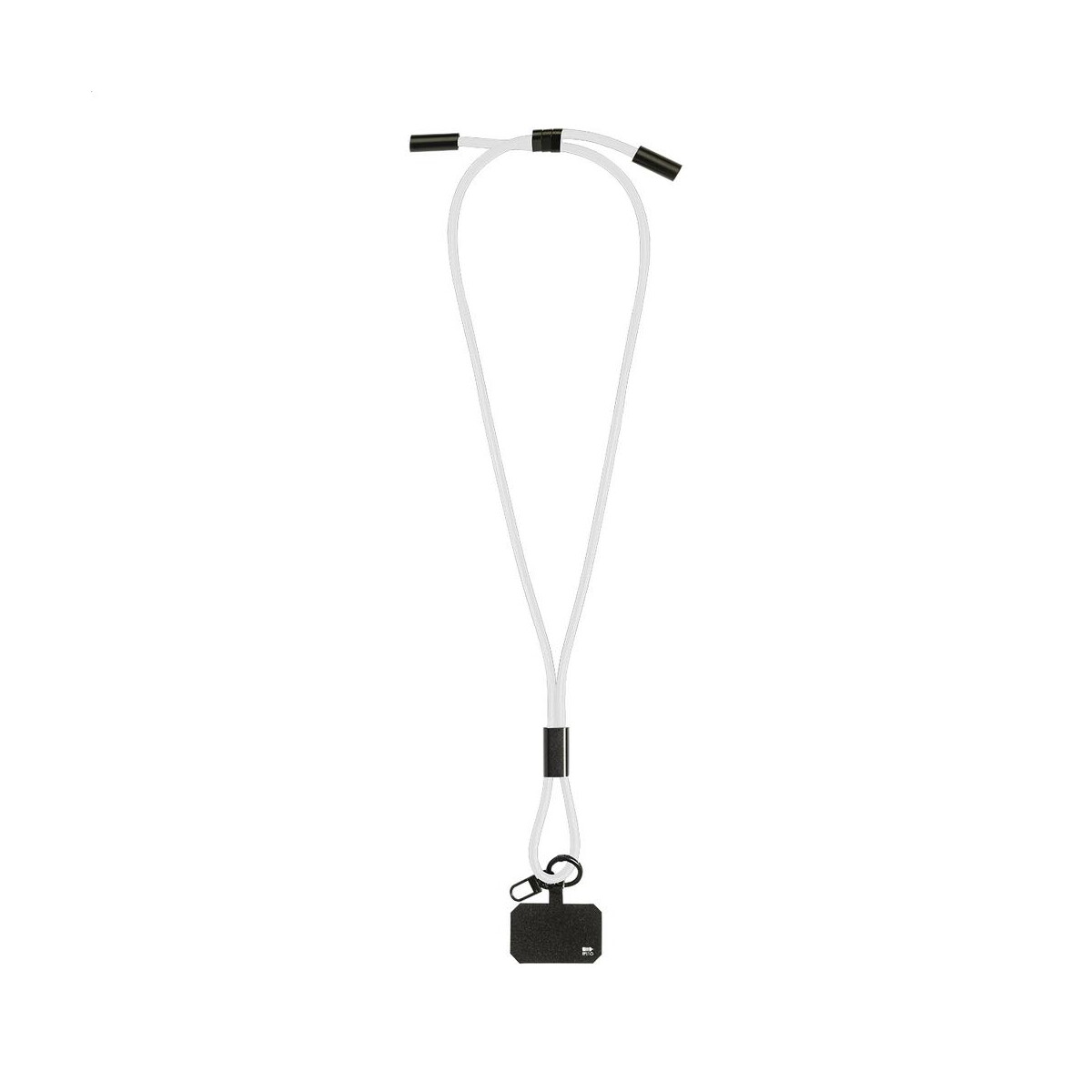 HolCharge smycz, uchwyt na telefon, kabel 60W RPET – biała AP864133-01 HolCharge smycz, uchwyt na telefon, kabel 60W RPET - biała