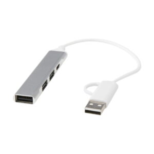 Alkaid 4-portowy hub USB-A i typu C z podwójnym wejściem wykonany z aluminium z recyklingu 12446981