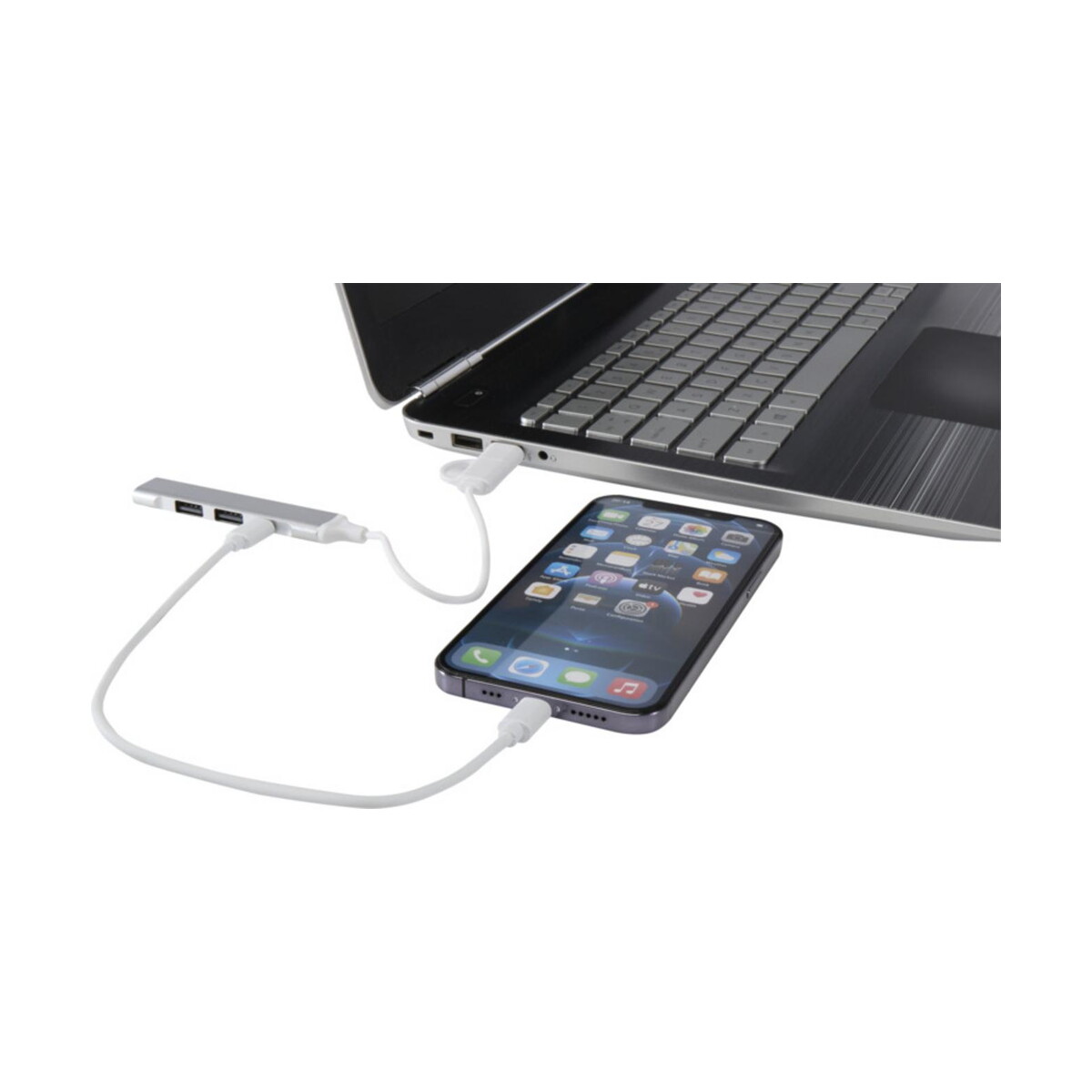Huby usb z logo – alkaid 4-portowy hub usb-a i typu c z podwójnym wejściem wykonany z aluminium z recyklingu 12446981_e1 Alkaid 4-portowy hub USB-A i typu C z podwójnym wejściem wykonany z aluminium z recyklingu 12446981_e1
