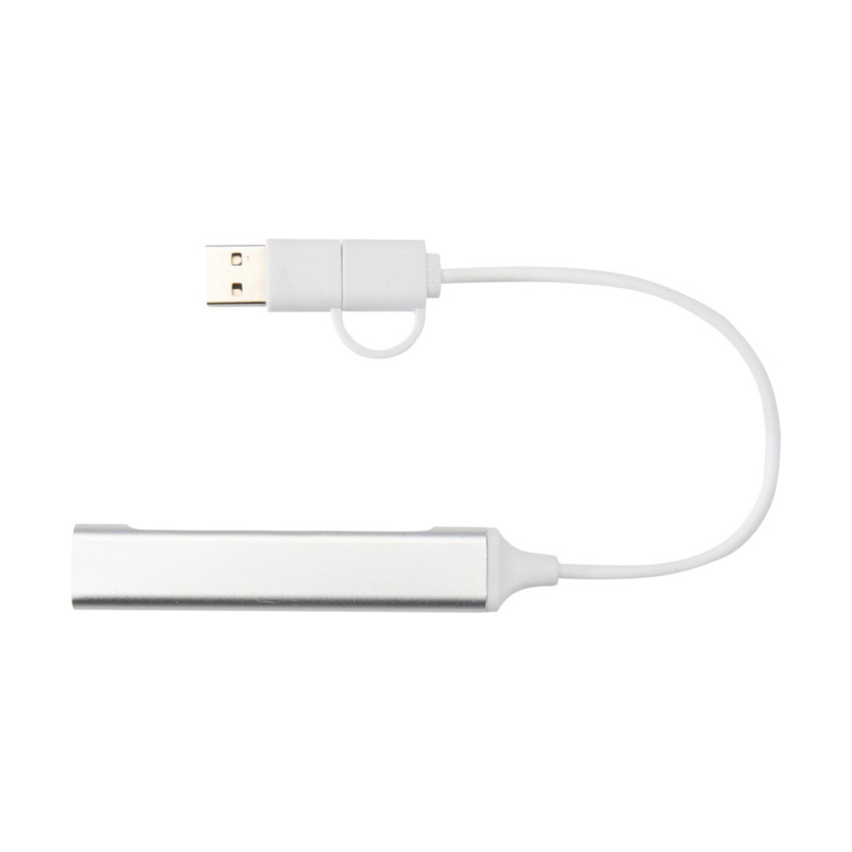 Huby usb z logo – alkaid 4-portowy hub usb-a i typu c z podwójnym wejściem wykonany z aluminium z recyklingu 12446981_f1 Alkaid 4-portowy hub USB-A i typu C z podwójnym wejściem wykonany z aluminium z recyklingu 12446981_f1
