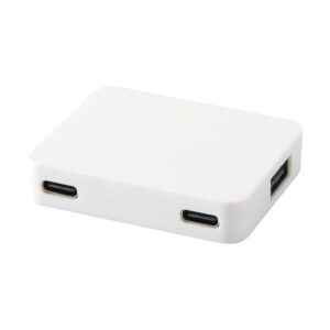 Gaia 4-portowy hub USB z wyjściem USB-A i typu C oraz podwójnym wejściem — wykonany z tworzyw sztucznych pochodzących z recyklingu 12444901