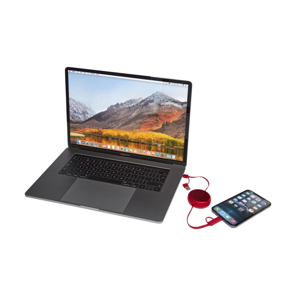 Kable usb z logo – alasia zwijany kabel do synchronizacji danych i szybkiego ładowania 5 w 1 45 w o długości 100 cm z tworzyw sztucznych i aluminium pochodzących z recyklingu 12442021_e3 Alasia zwijany kabel do synchronizacji danych i szybkiego ładowania 5 w 1 45 W o długości 100 cm z tworzyw sztucznych i aluminium pochodzących z recyklingu 12442021_e3