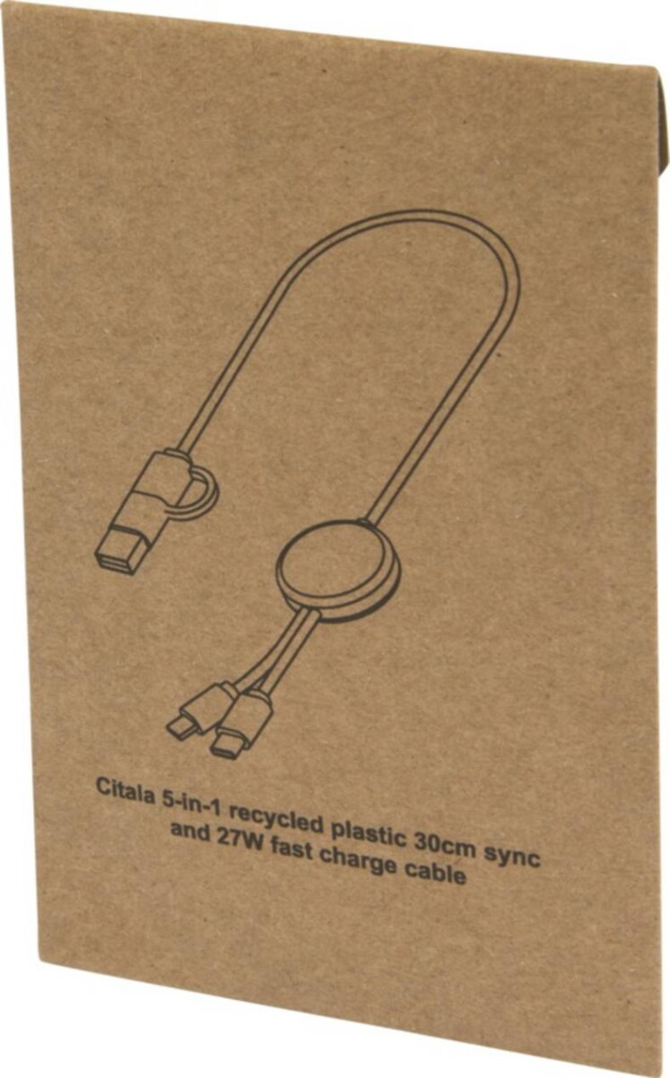 Kable usb z logo – citala kabel do synchronizacji danych i szybkiego ładowania 5 w 1 27 w o długości 30 cm z tworzyw sztucznych pochodzących z recyklingu 12442701_p1 Citala kabel do synchronizacji danych i szybkiego ładowania 5 w 1 27 W o długości 30 cm z tworzyw sztucznych pochodzących z recyklingu 12442701_p1