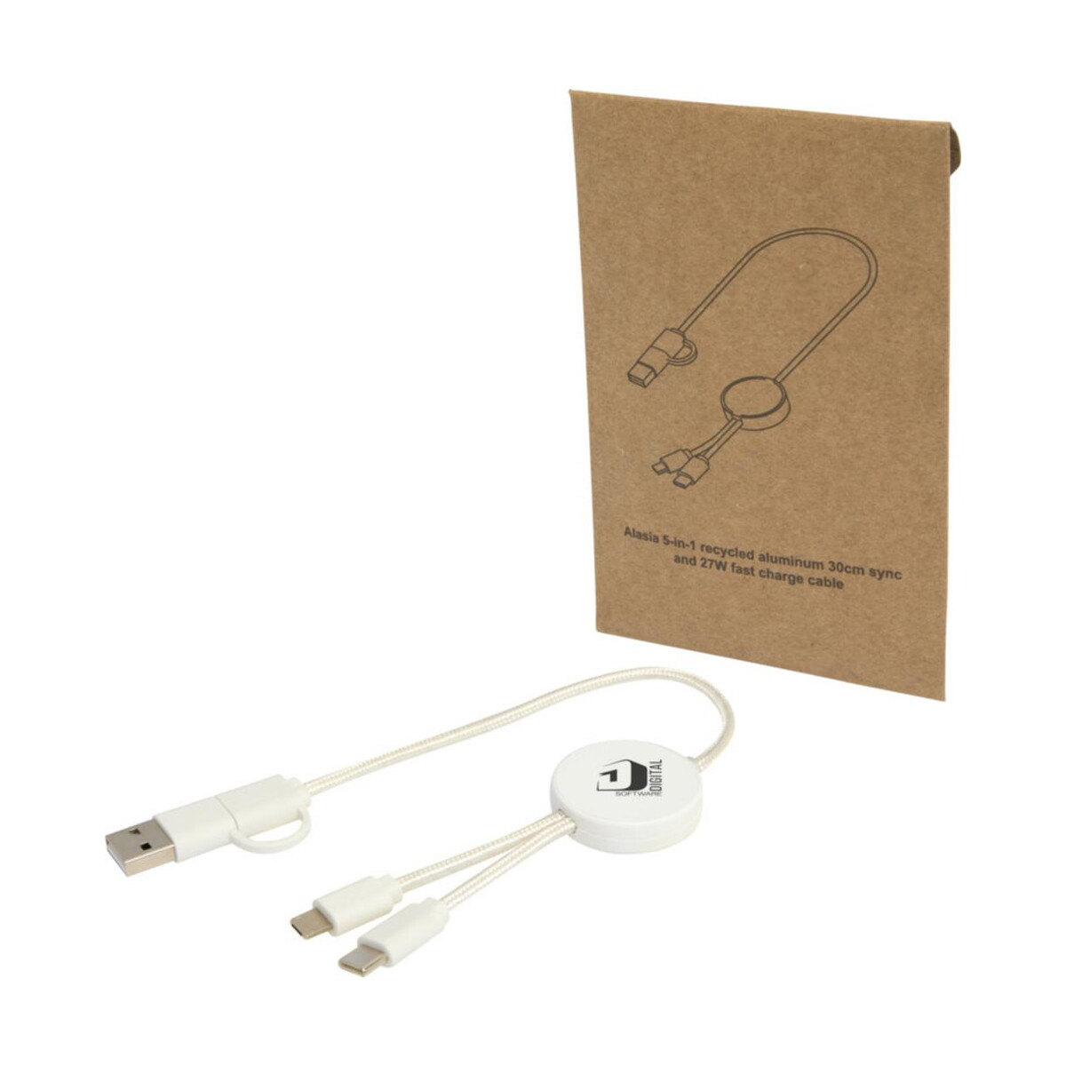 Kable usb z logo – citala kabel do synchronizacji danych i szybkiego ładowania 5 w 1 27 w o długości 30 cm z tworzyw sztucznych pochodzących z recyklingu 12442701_pp_y1 Citala kabel do synchronizacji danych i szybkiego ładowania 5 w 1 27 W o długości 30 cm z tworzyw sztucznych pochodzących z recyklingu 12442701_pp_y1