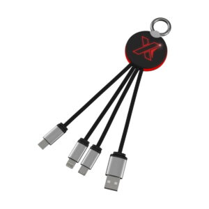 Kabel z podświetlonym logo 3w1 z brelokiem - SCX.design C16 2px00221