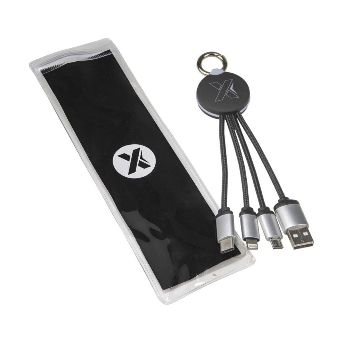 Kable usb z logo – kabel z podświetlonym logo 3w1 z brelokiem – scx.design c16 2px00221_p1 Kabel z podświetlonym logo 3w1 z brelokiem - SCX.design C16 2px00221_p1