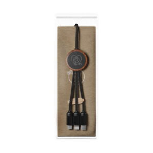 SCX.design C36 przedłużany kabel do ładowania z podświetlanym logo 3-w-1 rPET i z okrągłą bambusową obudową 2px08471_p1