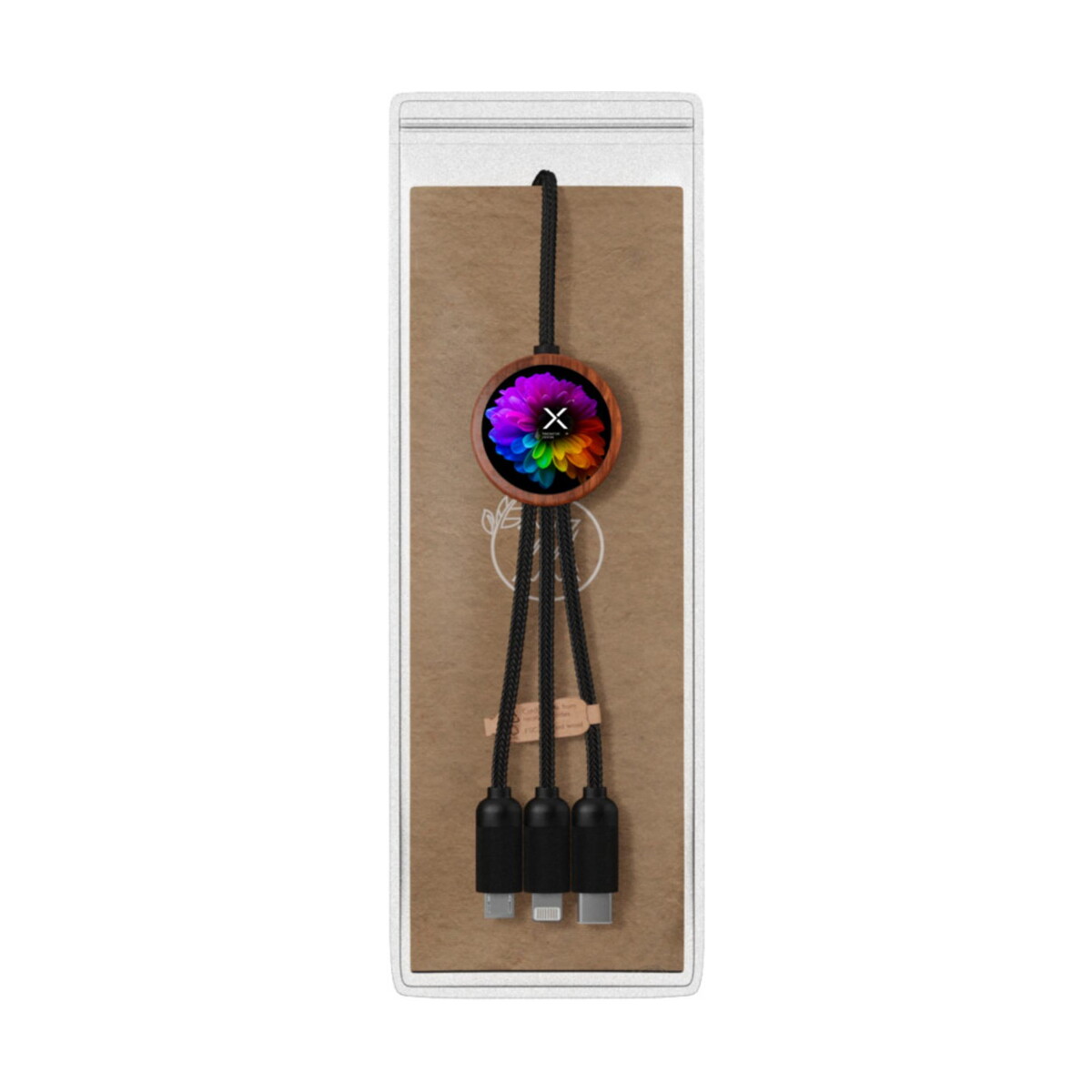 Kable usb z logo – scx.design c37 kabel do ładowania z podświetlanym logo 5-w-1 rpet i z okrągłą drewnianą obudową 40w 2px07171_p1 SCX.design C37 kabel do ładowania z podświetlanym logo 5-w-1 rPET i z okrągłą drewnianą obudową 40W 2px07171_p1