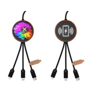 SCX.design C40 kabel ładujący z podświetlanym logo 5-w-1 rPET i z podkładką ładującą 10 W 2px07371