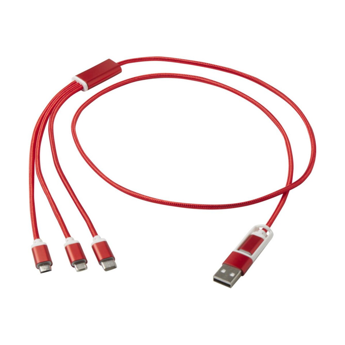 Kable usb z logo – versatile kabel do ładowania 5-1 z aluminium z recyklingu 12438621 Versatile kabel do ładowania 5-1 z aluminium z recyklingu 12438621