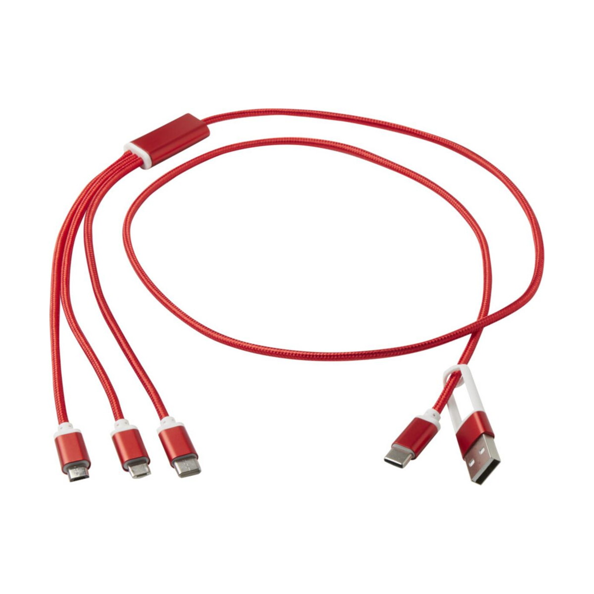 Kable usb z logo – versatile kabel do ładowania 5-1 z aluminium z recyklingu 12438621_e3 Versatile kabel do ładowania 5-1 z aluminium z recyklingu 12438621_e3