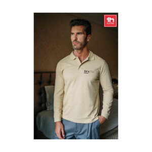 THC BERN. Męska koszulka polo z długim rękawem z bawełny zgrzebnej 30141_set
