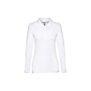 THC BERN WOMEN WH. Damska koszulka polo z długim rękawem z bawełny zgrzebnej 30144_106-a