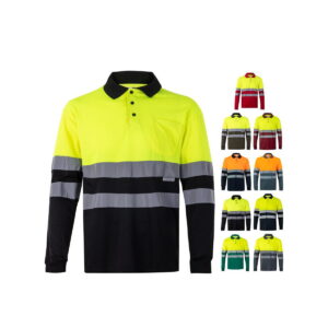 VL VULCAN. Dwukolorowa koszulka polo w ptasie oczy (160 g/m²) z długimi rękawami, z poliestru (100%) 36067_set