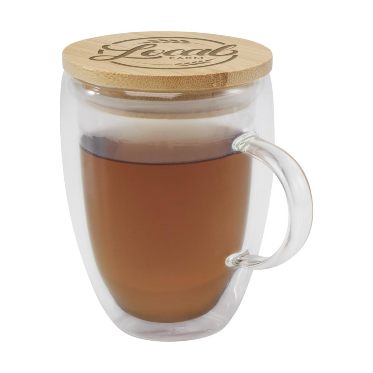 Kubki z logo – szklany kubek leona 350 ml z bambusową pokrywką 11341801_eg_y1 Szklany kubek Leona 350 ml z bambusową pokrywką 11341801_eg_y1