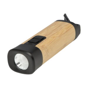 Kuma latarka z karabińczykiem wykonana z bambusa i tworzyw sztucznych pochodzących z recyklingu z certyfikatem RCS 10457006