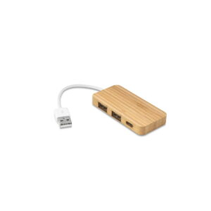 MOSER. HUB z 2 portami USB-A i 1 portem USB-C z bambusa - Naturalny