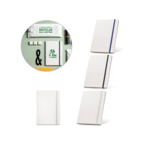 MILKY. Notatnik A5 wykonany z kartonów po mleku pochodzących z recyklingu z kartkami w linie 93271_set