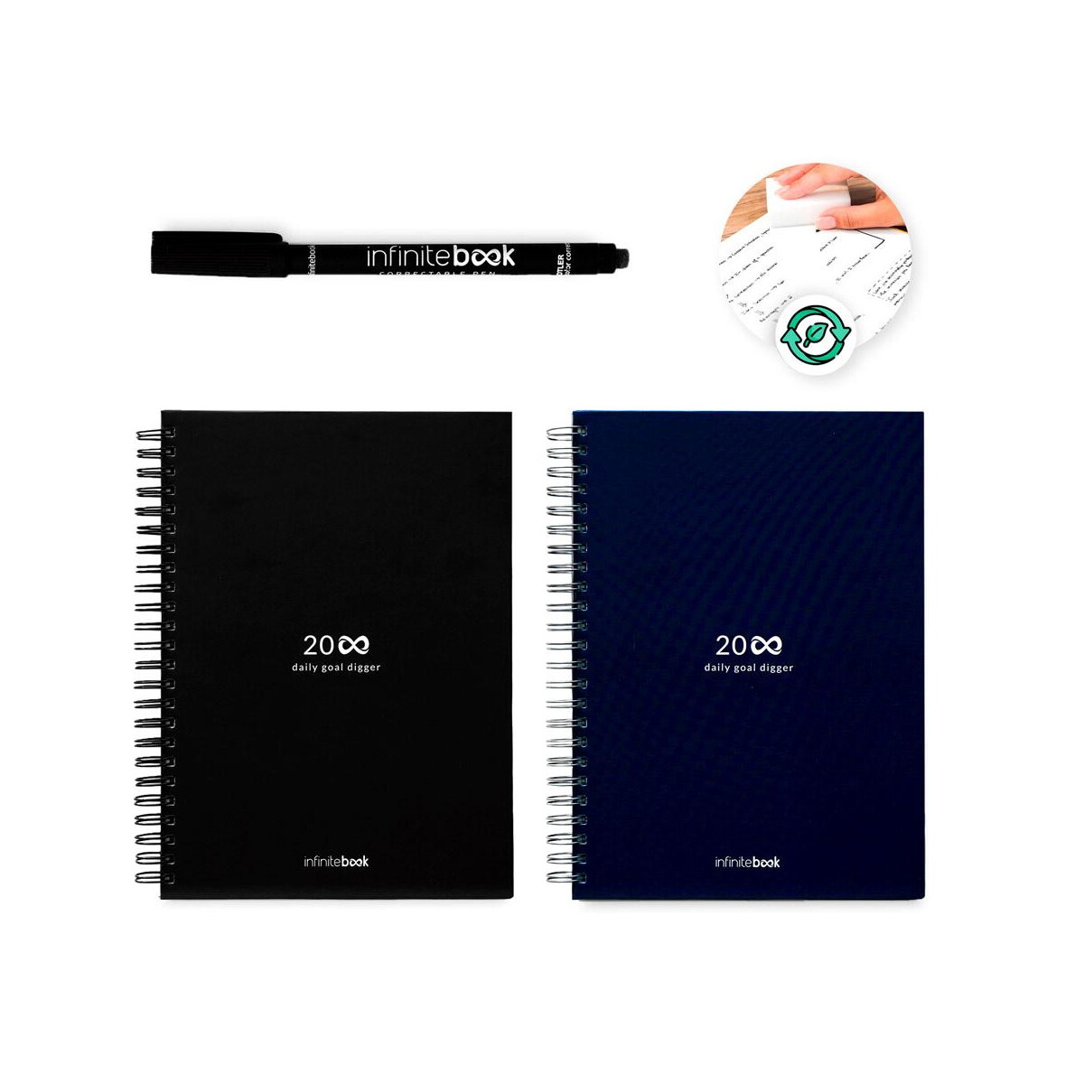 Notatniki z logo – starter kit infinite planner a5. zestaw zawiera „infinite diary”, zestaw do czyszczenia, marker i uchwyt na marker 33202_set STARTER KIT INFINITE PLANNER A5. Zestaw zawiera „Infinite Diary”, zestaw do czyszczenia, marker i uchwyt na marker 33202_set