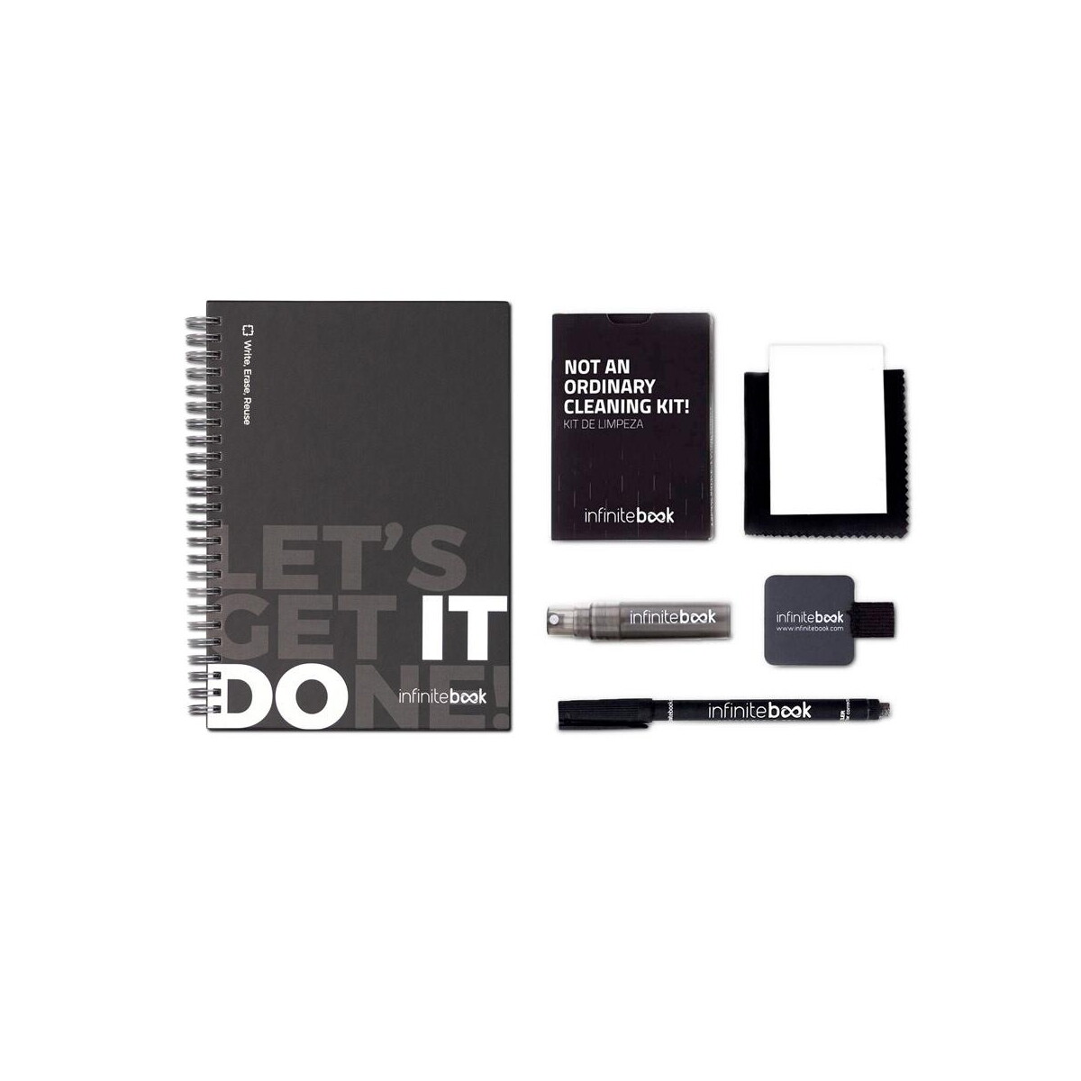 Notatniki z logo – starter kit infinitebook. zestaw „infinitebook” w twardej oprawie, 1 zestaw do czyszczenia, 1 marker i 1 uchwyt na długopis 33211_103-c STARTER KIT INFINITEBOOK. Zestaw „Infinitebook” w twardej oprawie, 1 zestaw do czyszczenia, 1 marker i 1 uchwyt na długopis 33211_103-c