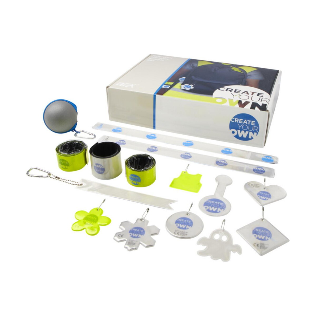 Odblaski z logo – zestaw próbek z produktami odblaskowymi 1pw00601 Zestaw próbek z produktami odblaskowymi 1pw00601