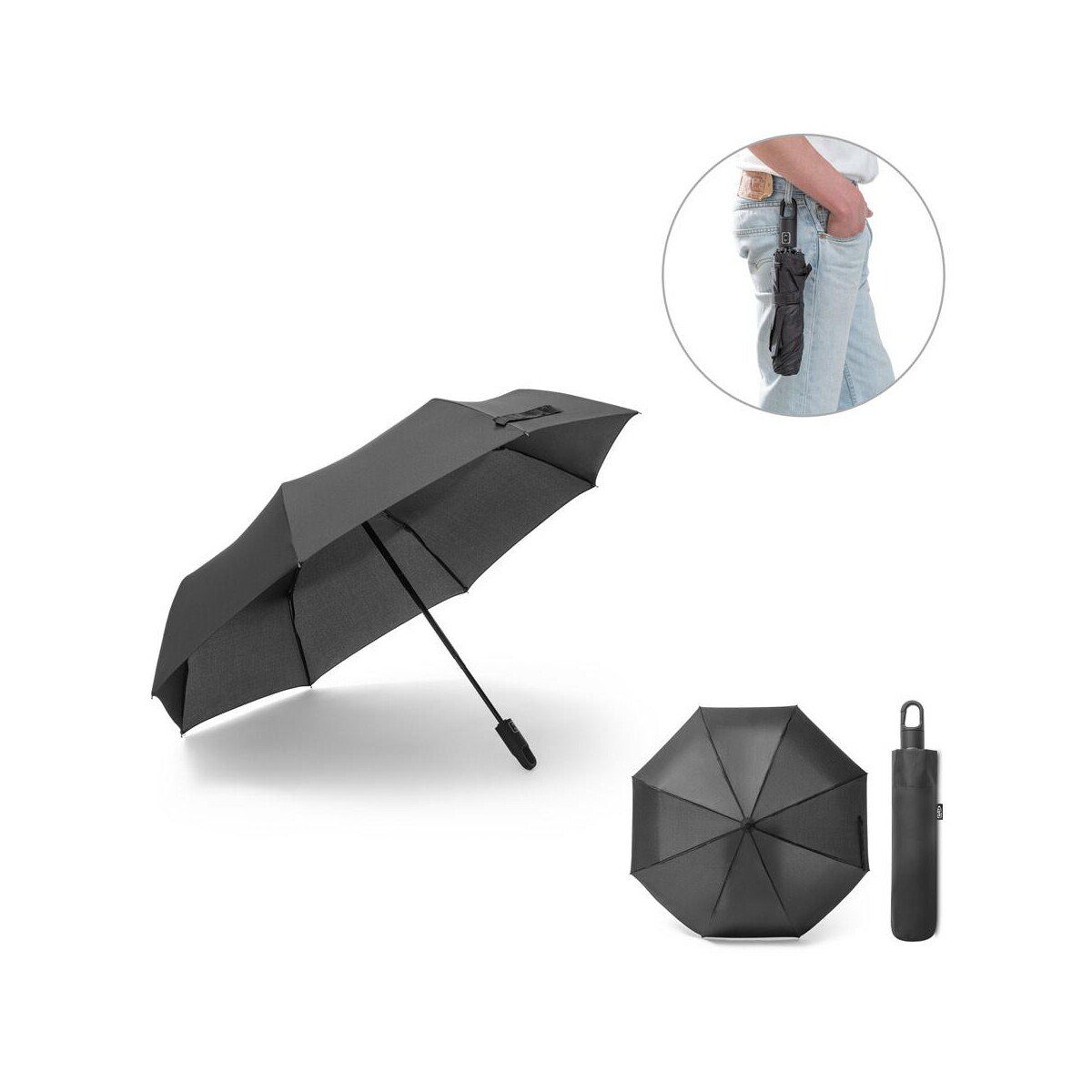 Parasole klasyczne z logo – gustavo. parasol poliestru pochodzącego (100% rpet) 190t pongee z automatycznym otwieraniem i zamykaniem 99095_set GUSTAVO. Parasol poliestru pochodzącego (100% rPET) 190T pongee z automatycznym otwieraniem i zamykaniem 99095_set