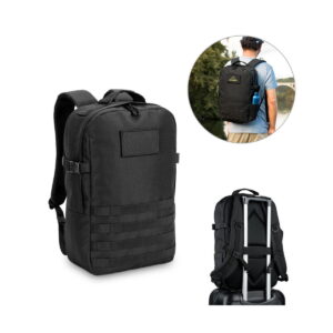 EDINBURGH BPACK. Plecak w stylu wojskowym wykonany z 600D, poliestru z recyklingu o wysokiej gęstości i podszewki z 210D poliestru z recyklingu 17'3' 92387_set