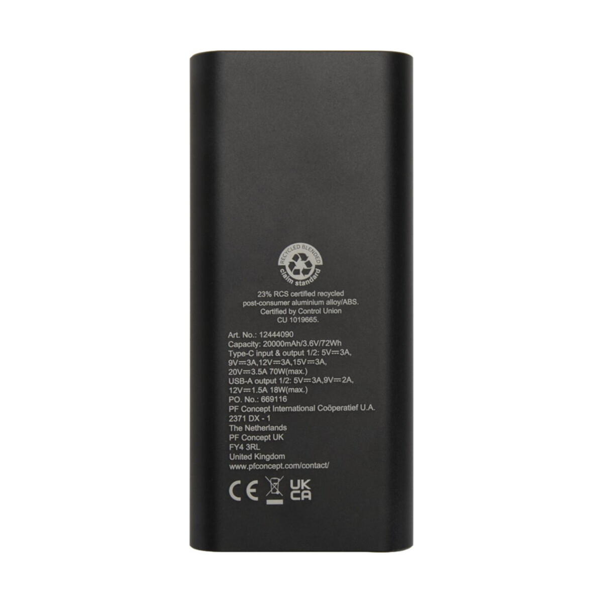 Powerbanki z logo – acamar powerbank do laptopa o pojemności 20 000 mah i mocy 70 w z aluminium z recyklingu 12444090_b1 Acamar powerbank do laptopa o pojemności 20 000 mAh i mocy 70 W z aluminium z recyklingu 12444090_b1