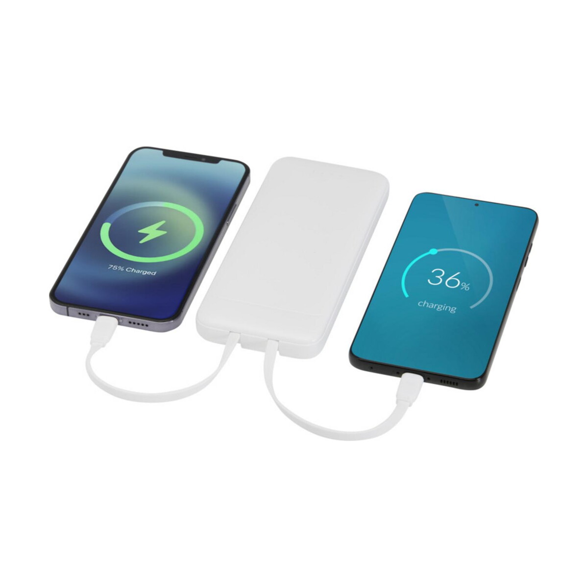 Powerbanki z logo – adhil powerbank o pojemności 10.000 mah i mocy 10 w z tworzyw sztucznych pochodzących z recyklilngu z 2 wbudowanymi kablami 12445901_e2 Adhil powerbank o pojemności 10.000 mAh i mocy 10 W z tworzyw sztucznych pochodzących z recyklilngu z 2 wbudowanymi kablami 12445901_e2
