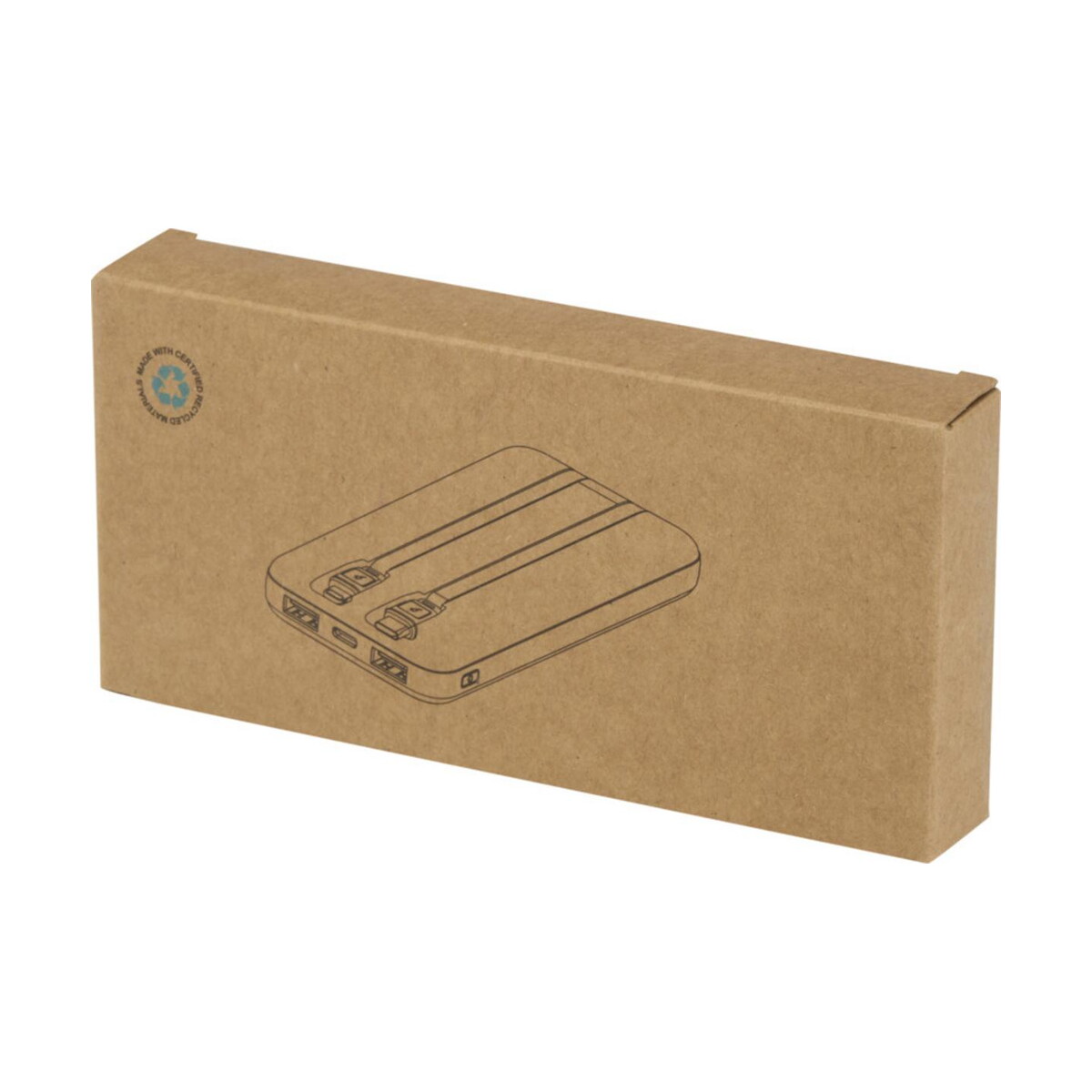 Powerbanki z logo – adhil powerbank o pojemności 10.000 mah i mocy 10 w z tworzyw sztucznych pochodzących z recyklilngu z 2 wbudowanymi kablami 12445901_p1 Adhil powerbank o pojemności 10.000 mAh i mocy 10 W z tworzyw sztucznych pochodzących z recyklilngu z 2 wbudowanymi kablami 12445901_p1