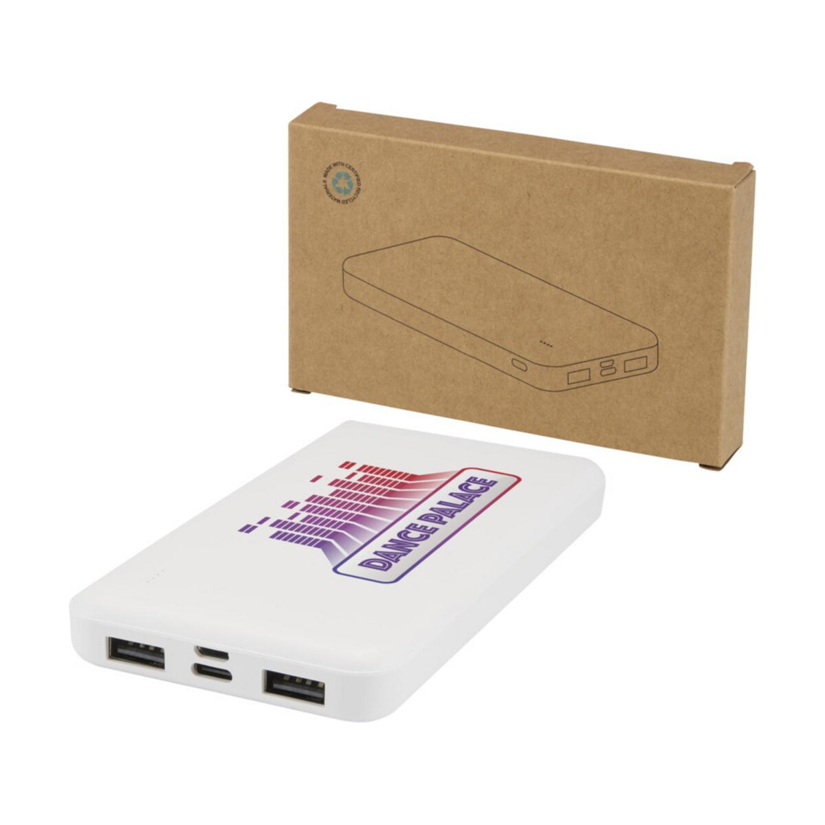 Powerbanki z logo – intan powerbank o pojemności 10 000 mah i mocy 10 w z tworzyw sztucznych pochodzących z recyklingu 12445801_dtf_y1 Intan powerbank o pojemności 10 000 mAh i mocy 10 W z tworzyw sztucznych pochodzących z recyklingu 12445801_dtf_y1