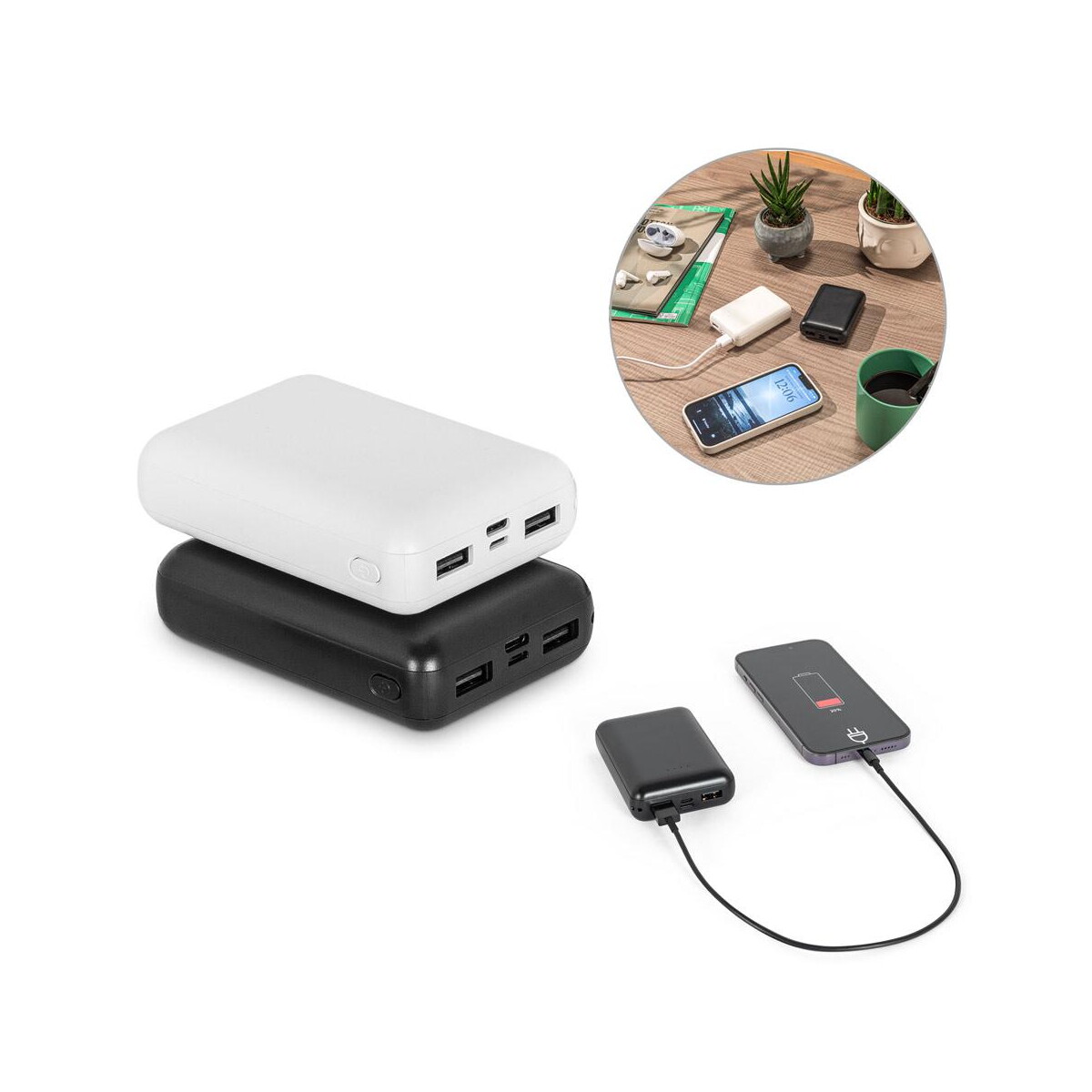 Powerbanki z logo – leakey 10. power bank 10’000 mah wykonany w abs pochodzącego z recyklingu (100% rabs) 97198_set LEAKEY 10. Power bank 10'000 mAh wykonany w ABS pochodzącego z recyklingu (100% rABS) 97198_set