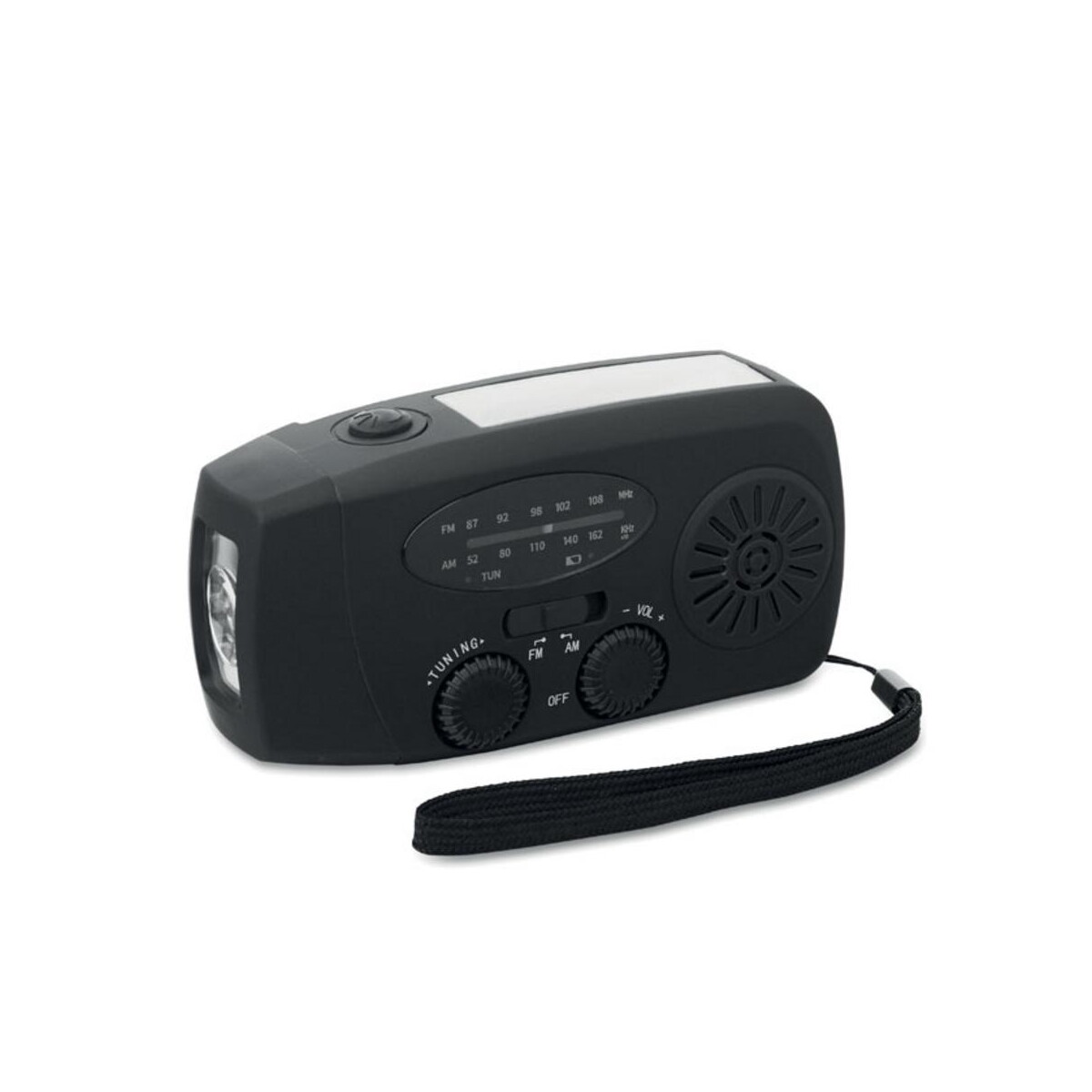 Przenośne radio z latarką LED ONDA – czarne mo2746-03 Przenośne radio z latarką LED ONDA - czarne