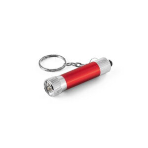 RE-LERGAN. Aluminiowy brelok do kluczy (92% z recyklingu) z latarką LED z 3 diodami - Czerwony