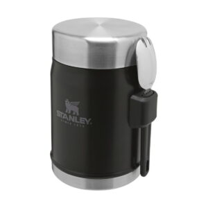 Słoik na żywność Stanley Legendary z łyżko-widelcem, o pojemności 400 ml - czarny