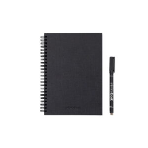 STARTER KIT INFINITEBOOK A5 PLANNER TEXTURE. Zestaw zawierający „Infinitebook” w twardej oprawie, 1 zestaw do czyszczenia, 1 marker i 1 uchwyt na długopis - Czarny