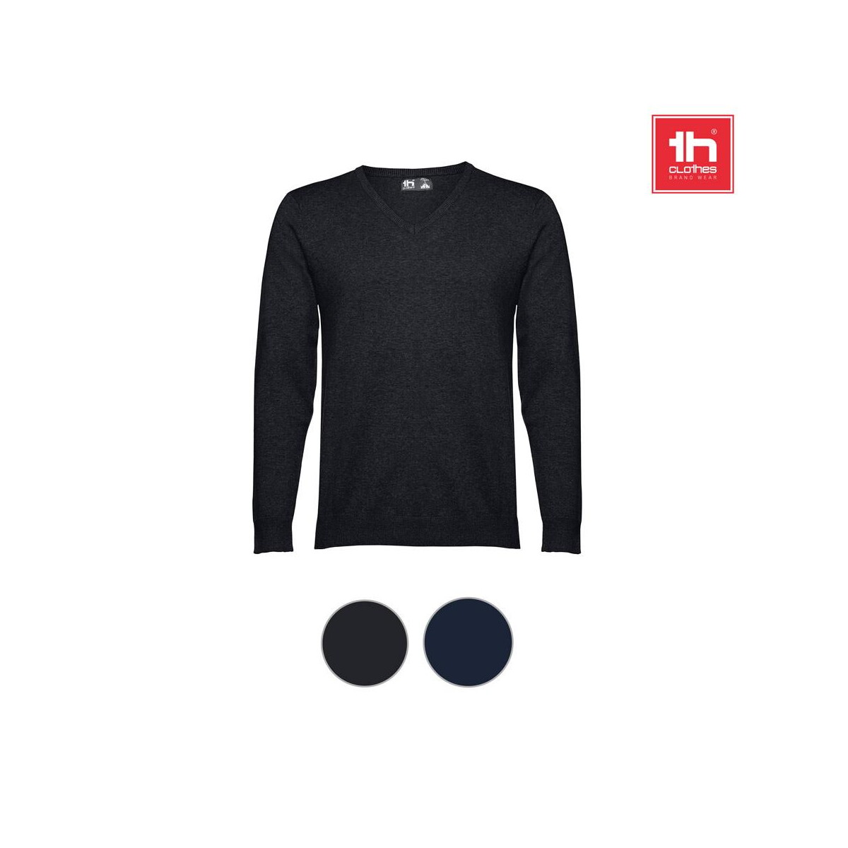 Swetry z logo – thc milan. męski sweter v-neck z bawełny i poliamidu 30149_a THC MILAN. Męski sweter V-neck z bawełny i poliamidu 30149_a