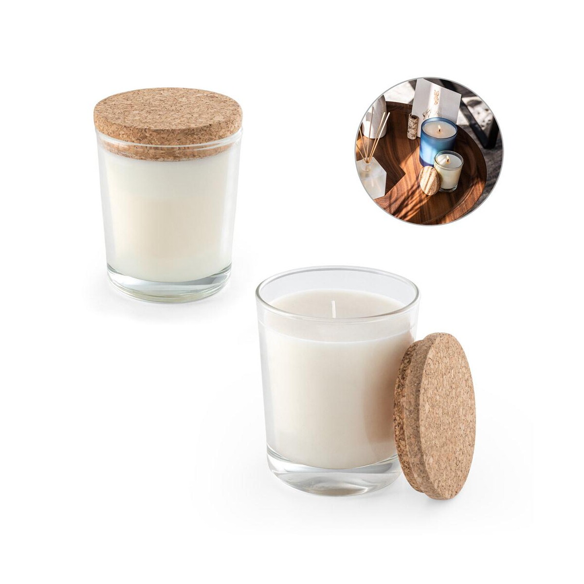 Świece z logo – zen 180. aromatyczna świeca w szklanym kubku z korkową pokrywką 180 g 95078_set ZEN 180. Aromatyczna świeca w szklanym kubku z korkową pokrywką 180 g 95078_set