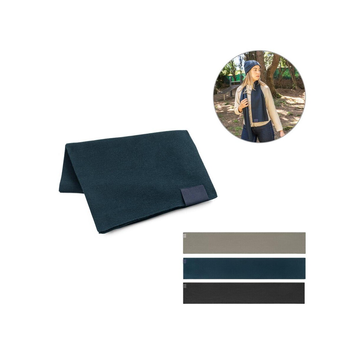 Szaliki z logo – serenity. szalik z poliestru z recyklingu (100% rpet) z przeszyciami do personalizacji 99097_set SERENITY. Szalik z poliestru z recyklingu (100% rPET) z przeszyciami do personalizacji 99097_set