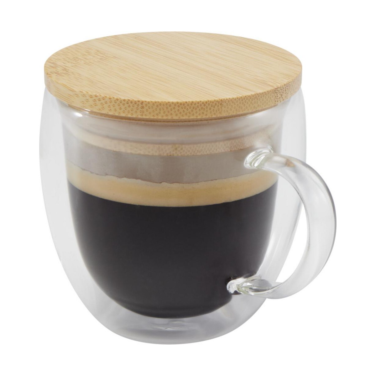 Szklany kubek Lenora z bambusową pokrywką o pojemności 250 ml – biały 11341901 Szklany kubek Lenora z bambusową pokrywką o pojemności 250 ml - biały